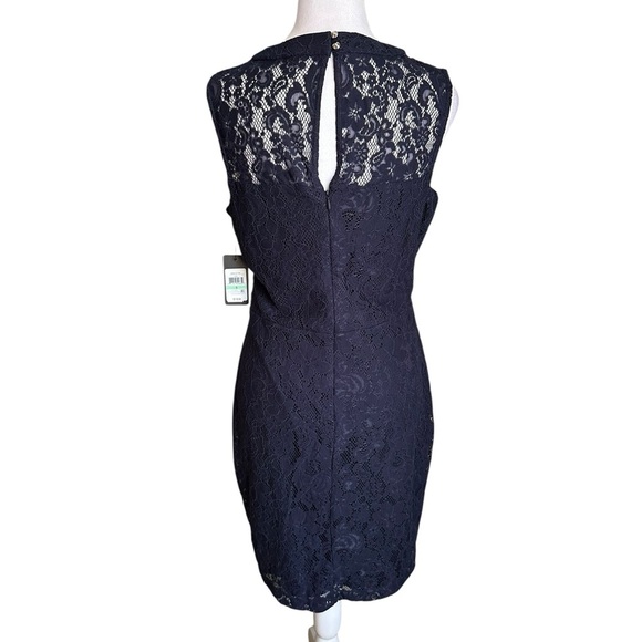 NWT GUESS Lace Sleeveless V-neck Lined Navy Blue Dress Size 8 - Picture 4 of 17